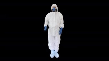 Tehlikeli takım elbiseli doktor ya da bilim adamı yan taraftaki hayali nesneleri işaret eden Alfa Kanalı 'nı sunuyor.