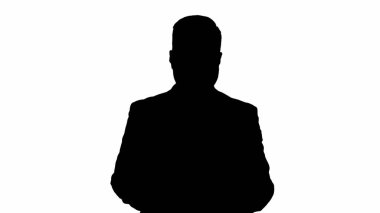 Siluet Olgun Yakışıklı, duygusal iş adamı Komik izliyor