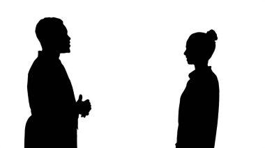 Siluet Tanıdık bir doktor ve bir hasta..