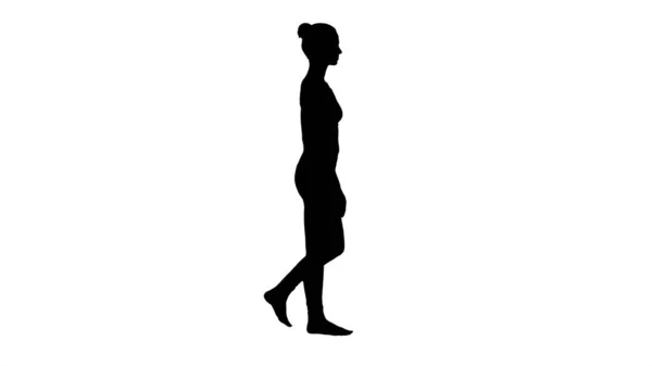 Silhouet Yoga vrouw wandelen, — Stockfoto