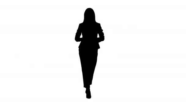 Young Successful Businesswoman Walking and Smiling, Alpha Channel — Stock Video