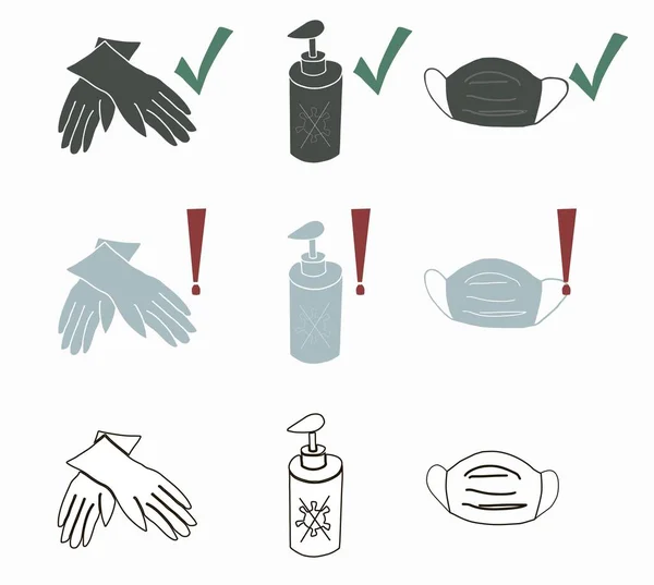 Coronavirus ücretsiz metni olan simgeler ve pullar. Bulunduğun yer koronavirüs değil.