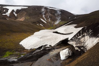 Güzel dağ Panorama Milli Parkı Landmannalaugavegur, İzlanda. 