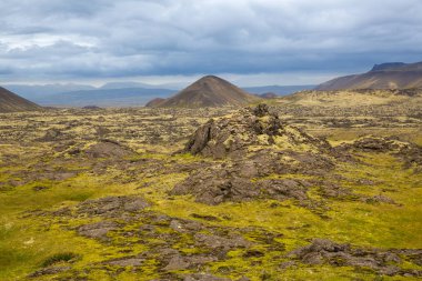 Güzel dağ manzarası Reykjanesfolkvangur, İzlanda.