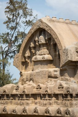Antik kaya Tapınağı, beş Rathas, Mamallapuram, Tamil Nadu Hindistan