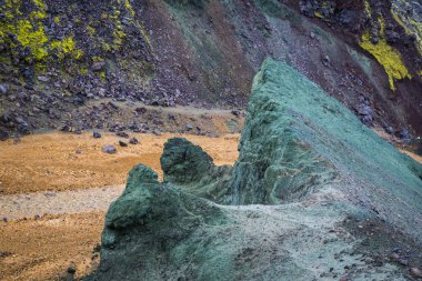 Güzel dağ Panorama Milli Parkı Landmannalaugavegur, İzlanda. 