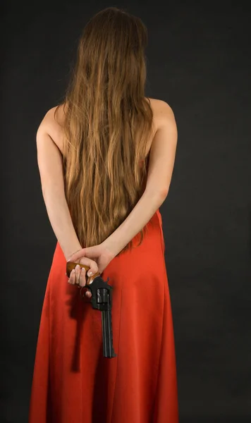 Retrato Mujer Joven Caucásica Vestido —  Fotos de Stock