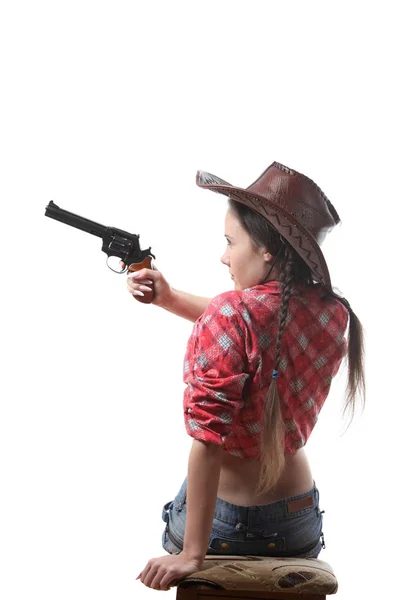 Kovboy Şapkalı Genç Güzel Kız — Stok fotoğraf