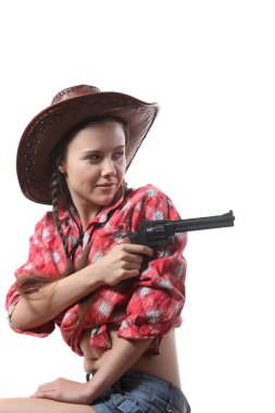 Kovboy şapkalı genç ve güzel kız 