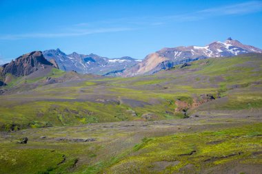 Güzel dağ Panorama Milli Parkı Thorsmork, İzlanda.