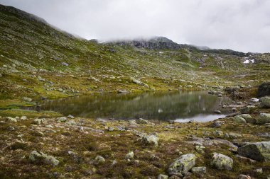 Trolltunga için yolda Norveç dağların güzel manzara