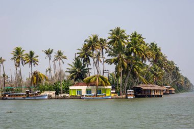 Yüzen Kerala göller üzerinde seyir. Güney Hindistan