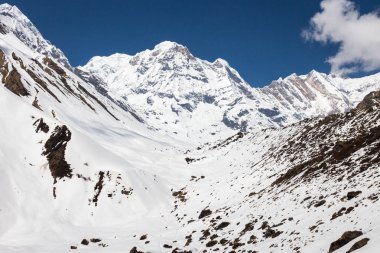 izleme Annapurna Merkez kampına Himalaya dağlarının güzel manzara