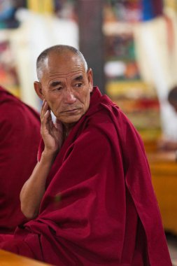 Leh, Hindistan-Eylül 4: Budist rahip 4, 2011 Leh, Hindistan. Yakındaki oteller: city Lech manastırdaki Budist rahip. Ladakh il.