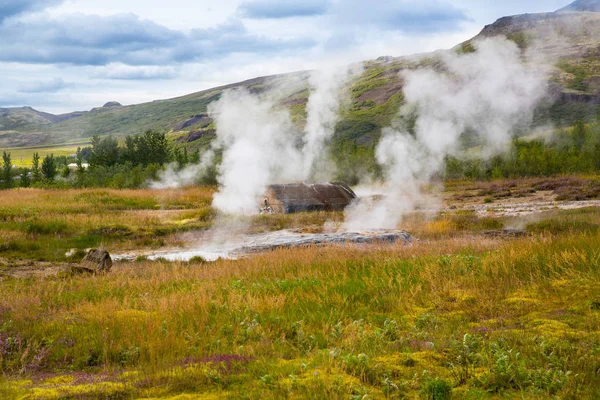 Geothermally Active Valley Haukadalur — Stock Photo, Image