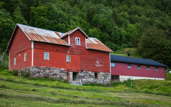 Nézet Kisváros Norvégia Sogndal — Stock Fotó