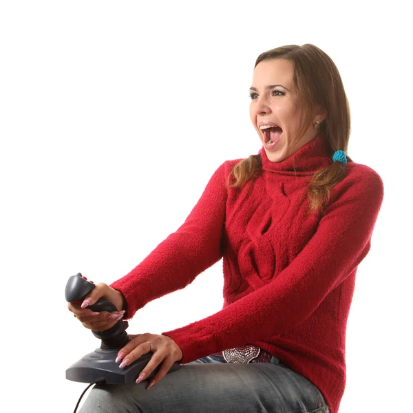 Girl Playing Computer Game — Stock Photo, Image