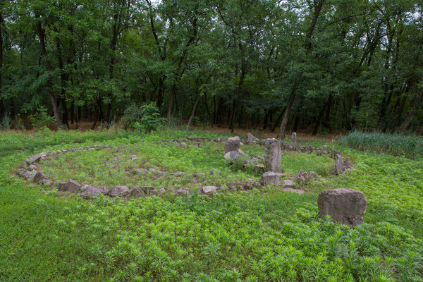 Slavonic pagan sanctuary on the island of Khortytsya in Ukraine