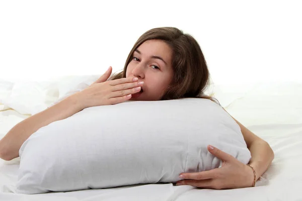 Young Woman Waking Yawning — Stock Photo, Image