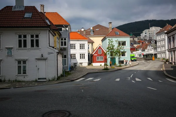 Vista Diurna Casas Pueblo Pequeño Bergen Noruega — Foto de Stock
