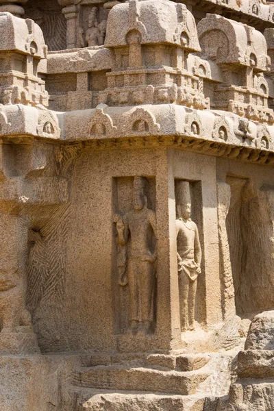 Αρχαίος Ναός Ροκ Πέντε Rathas Mamallapuram Ταμίλ Ναντού Ινδία — Φωτογραφία Αρχείου