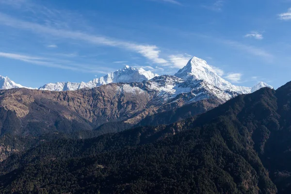 Belo Panorama Dos Himalaias Rastreamento Para Acampamento Base Annapurna — Fotografia de Stock