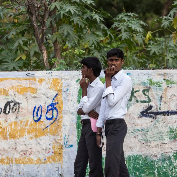 Madurai Indien Februari Street Indiska Staden 2013 Madurai Indien Människor — Stockfoto