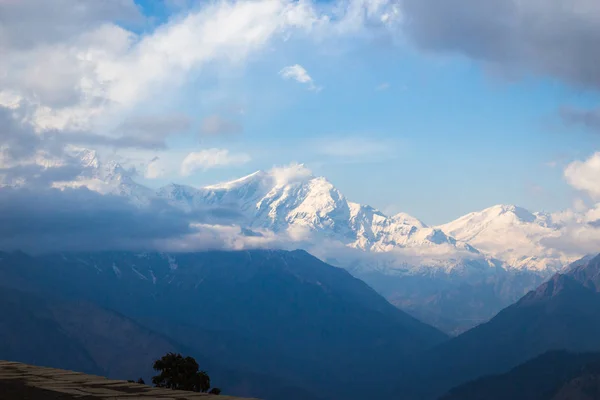 Belo Panorama Dos Himalaias Rastreamento Para Acampamento Base Annapurna — Fotografia de Stock
