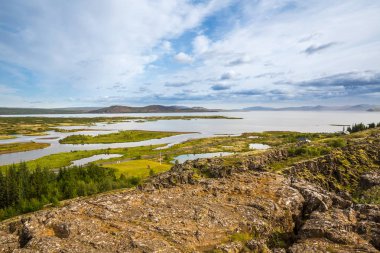 Thingvellir Milli Parkı rift Vadisi. İzlanda.
