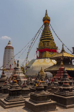 Katmandu, Nepal-Mart 28: Katmandu, Nepal Swayambhunath Tapınağı üzerinde 28 Mart 2015. Budist Tapınağı - maymunlar Tapınağı.