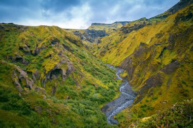 Güzel dağ Panorama Milli Parkı Thorsmork, İzlanda.