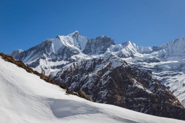 izleme Annapurna Merkez kampına Himalaya dağlarının güzel manzara