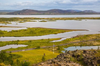 Thingvellir Milli Parkı rift Vadisi. İzlanda.