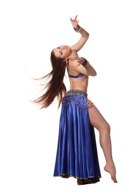 Mavi kostüm genç güzel dansöz