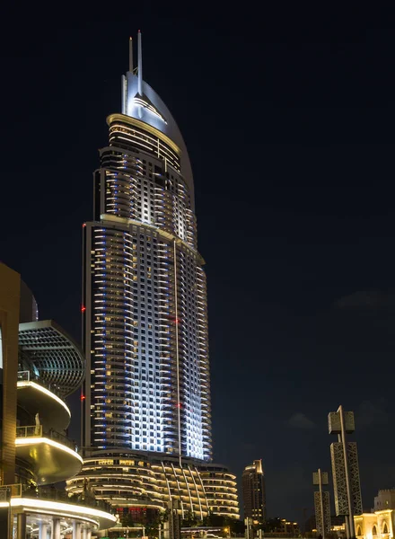 Dubai Gökdelenler Gece Görünümü — Stok fotoğraf