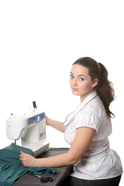 Näherin Arbeitet Der Nähmaschine — Stockfoto