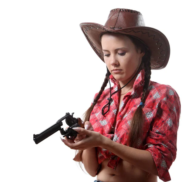 Ganska Ung Flicka Cowboy Hatt — Stockfoto