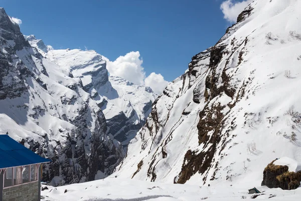 Hermoso Paisaje Las Montañas Del Himalaya Seguimiento Campamento Base Annapurna — Foto de Stock