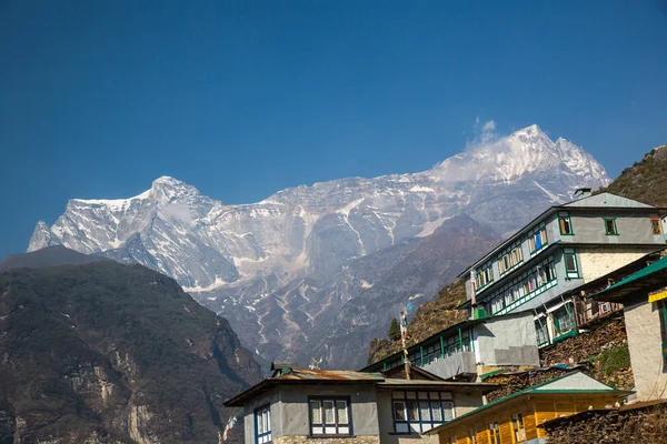Pueblo Del Himalaya Pista Hacia Campamento Base Del Everest — Foto de Stock