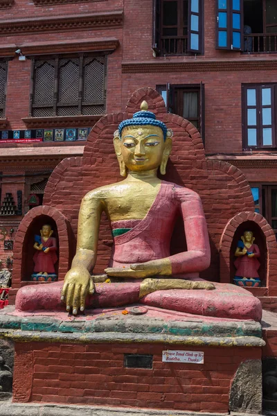 Estatua Buda Complejo Del Templo Katmandú Swayambhunath — Foto de Stock