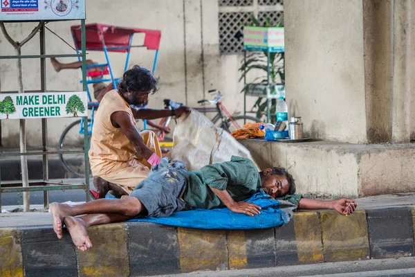 Delhi India Agosto Indù Dormire Strada Agosto 2013 Delhi India — Foto Stock