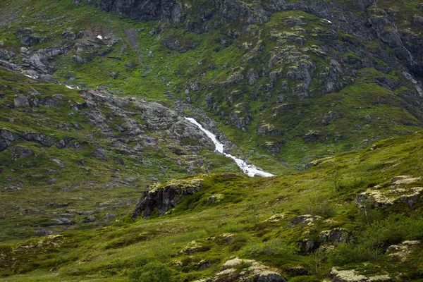 Majestätischer Wasserfall Und Grüne Vegetation Jotunheimen Nationalpark Norwegen — Stockfoto