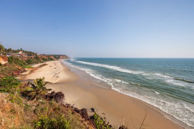 Varkala plaj manzarası. Kerala. Hindistan.