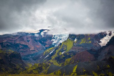 Güzel dağ Panorama Milli Parkı Thorsmork, İzlanda.