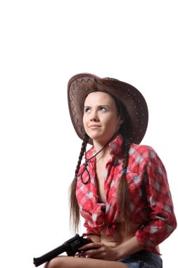 Kovboy şapkalı genç ve güzel kız 