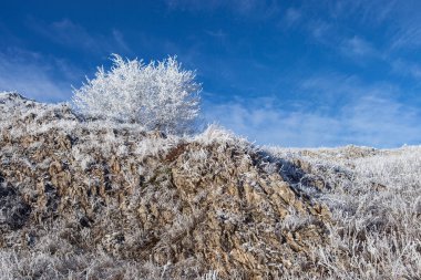 Güzel kış Kırım dağları görünümü