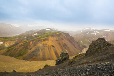 Güzel dağ Panorama Milli Parkı Landmannalaugavegur, İzlanda. 