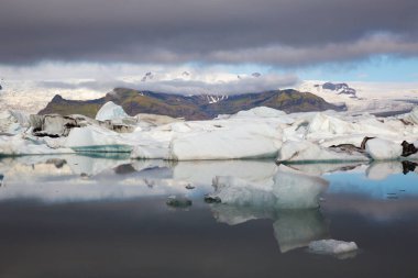 İzlanda Ekulsarlon buzul gölünde buzdağları