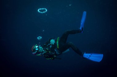 Koh Tao adası yakınlarında dalgıç sualtı