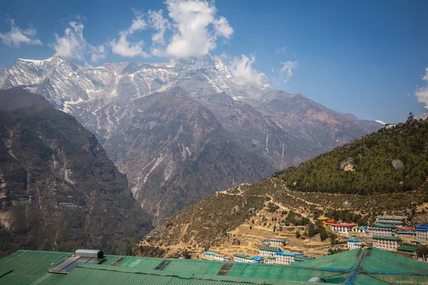 Panorama Des Namche Basars Auf Dem Weg Zum Immerwährendsten Basislager — Stockfoto